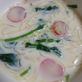 ラディッシュと春雨の豆乳スープ(^^)